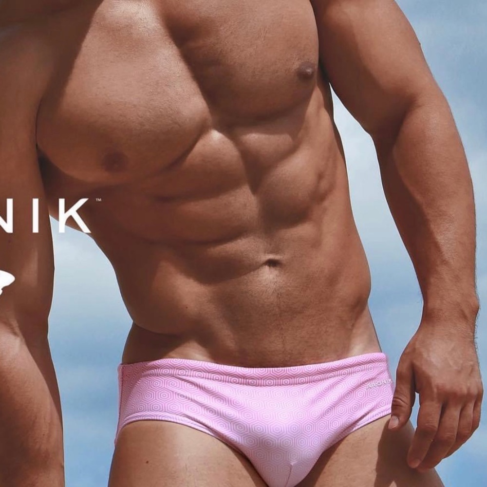 Brand New ARONIK  SWIM BRIEF W/ Tags Pink To White Honeycomb Patrn LYCRA Men’s M